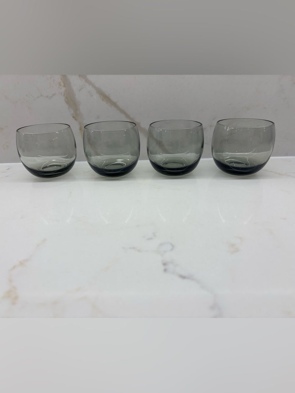 4 Vintage Small Smoke Colored Smoky Grey Roli Poli Roly Poly Glasses MCM Barware